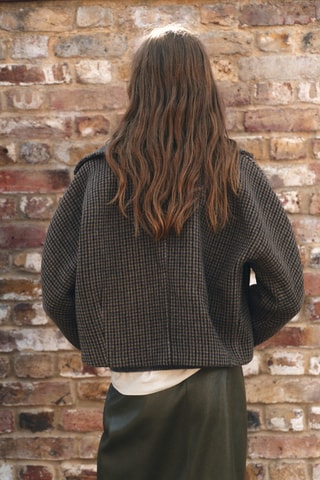 Veste laine pied-de-poule - Marron