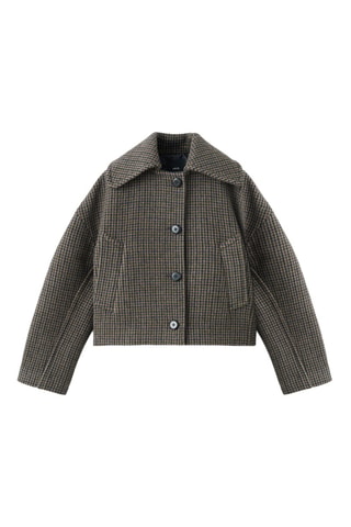 Veste laine pied-de-poule - Marron