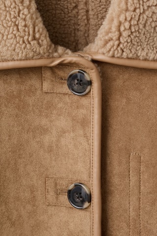 Manteau effet cuir imitation mouton - Marron