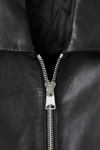 Blouson bomber cuir - Noir