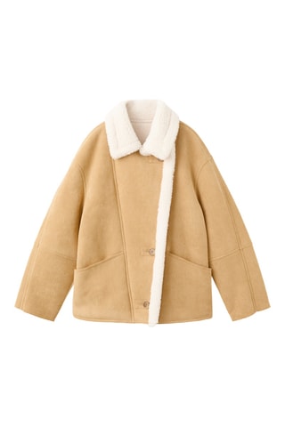Veste effet daim col moutonné - Marron