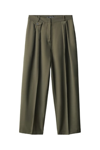 Pantalon à pinces et détail de boutons - Kaki
