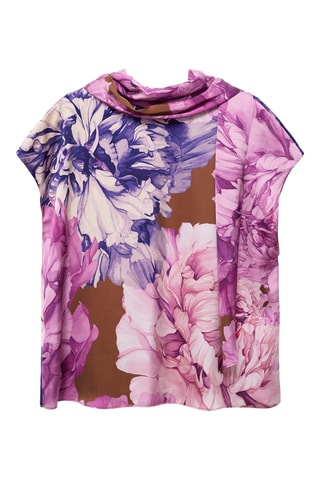 Chemisier fleurs avec foulard - Violet