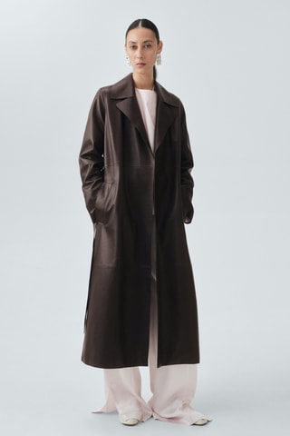 Trench ceinture 100% cuir - Marron