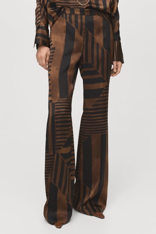 Pantalon satiné rayé - Marron