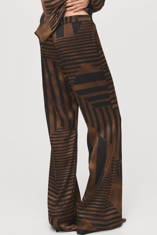 Pantalon satiné rayé - Marron