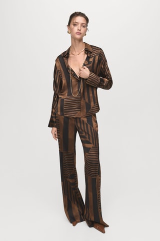Pantalon satiné rayé - Marron