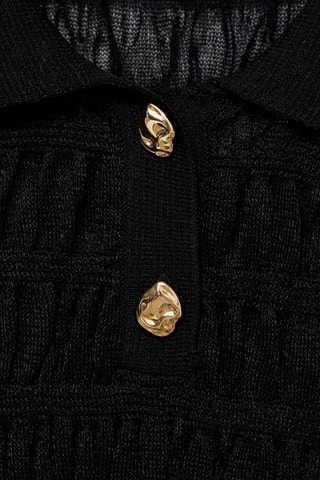 Pull-over texturé col polo - Noir