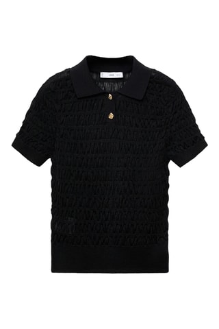 Pull-over texturé col polo - Noir