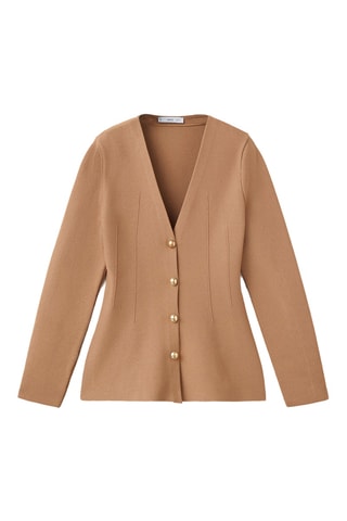 Veste en maille cintrée à boutons - Marron