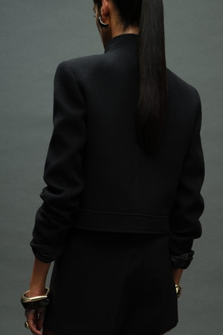 Veste à col officier boutons bijoux - Noir