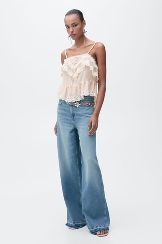 Jean wideleg revers effilochés - Bleu