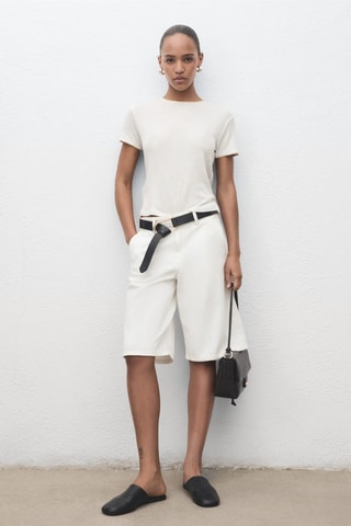 T-shirt coton combiné - Écru