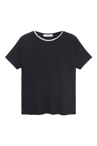 T-shirt coton combiné - Bleu marine