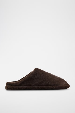 Sabot en fourrure avec détails de couture - Marron