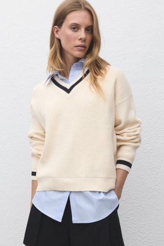 Pull-over chemise combiné - Beige