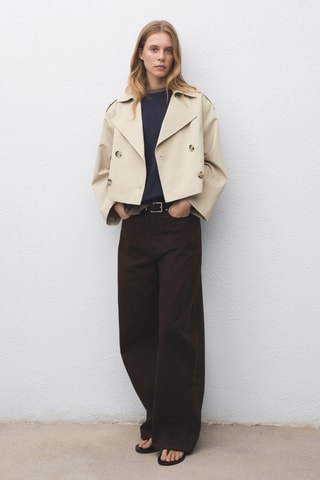 Trench crop double boutonnage - Beige