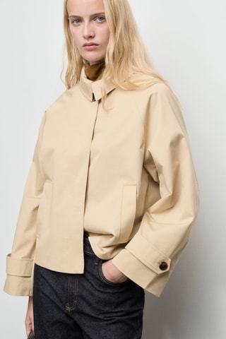 Trench court oversize avec passants de ceinture - Écru