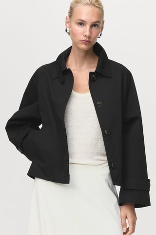 Trench court oversize avec passants de ceinture - Noir