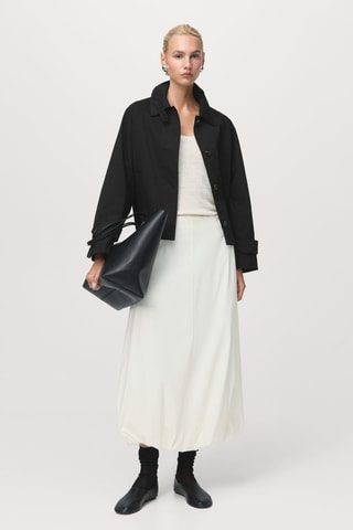 Trench court oversize avec passants de ceinture - Noir