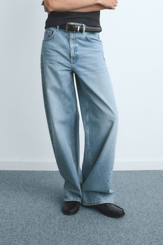 Jean barrel taille normale - Bleu