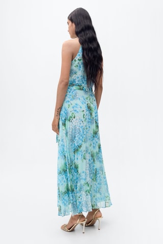 Robe plissée imprimé fleuri - Bleu