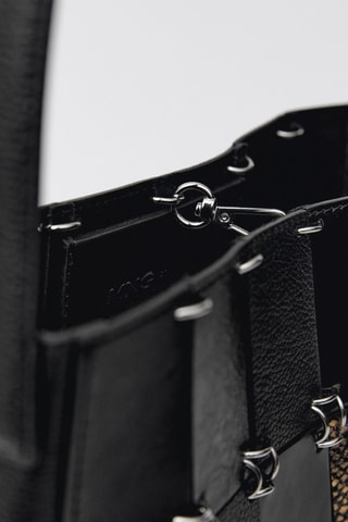 Sac cuir patchwork combiné - Noir