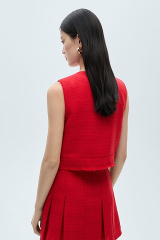 Jupe plissée tweed - Rouge
