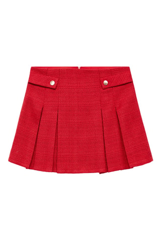 Jupe plissée tweed - Rouge