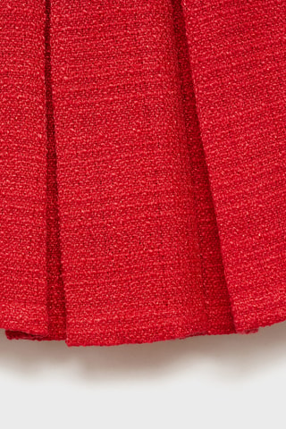 Jupe plissée tweed - Rouge