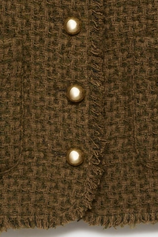 Veste tweed boutons bijoux - Kaki