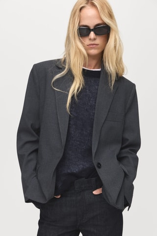 Blazer droit avec poches à rabat - Gris
