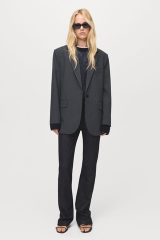 Blazer droit avec poches à rabat - Gris