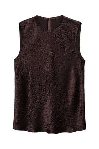 Blouse satinée effet froissé - Marron