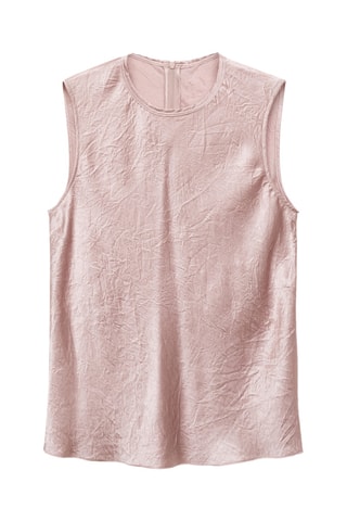 Blouse satinée effet froissé - Rose clair