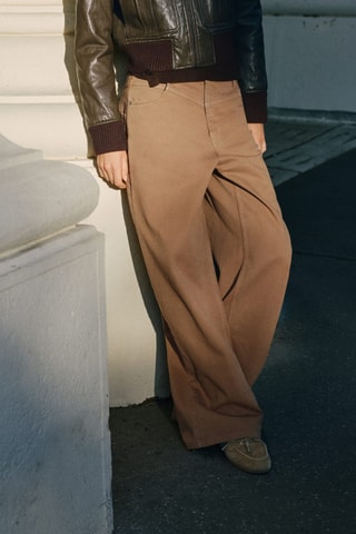 Jean wide leg loose taille normale - Marron