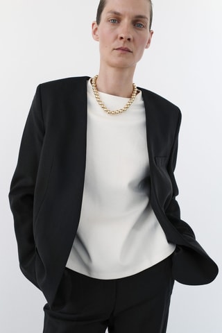 Blazer costume sans revers - Noir