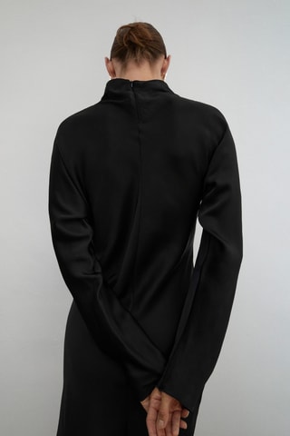 Robe satinée bas asymétrique - Noir