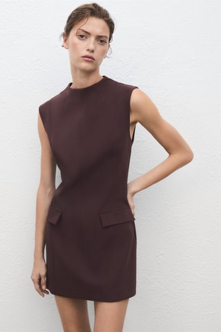 Robe à poches avec revers - Marron