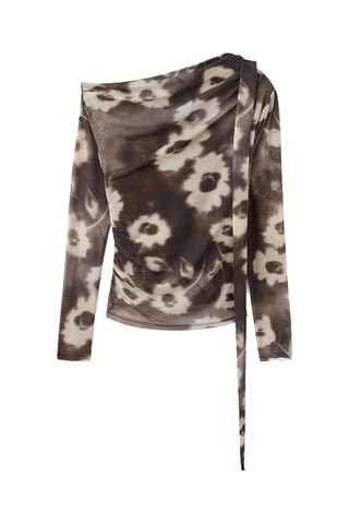 T-shirt floral avec foulard - Marron