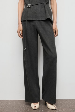 Pantalon droit taille élastique - Gris chiné
