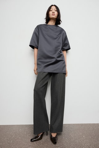 Pantalon droit taille élastique - Gris chiné