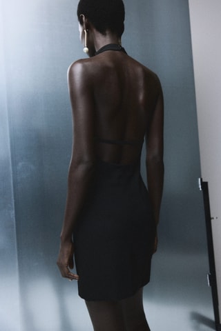 Robe froncée emmanchures américaines - Noir