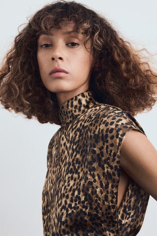 Robe satinée léopard - Marron