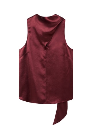 Blouse satinée avec foulard - Rouge