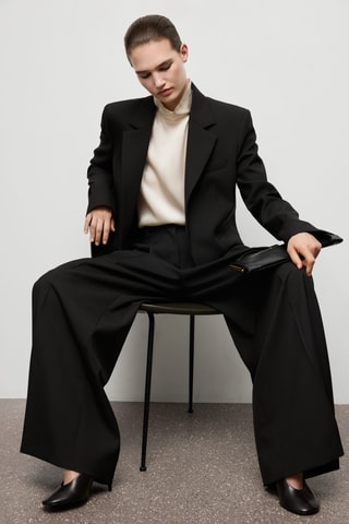 Pantalon de costume large à pinces - Noir