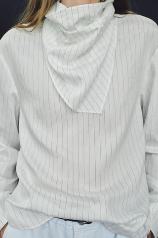 Blouse à rayures style foulard - Blanc