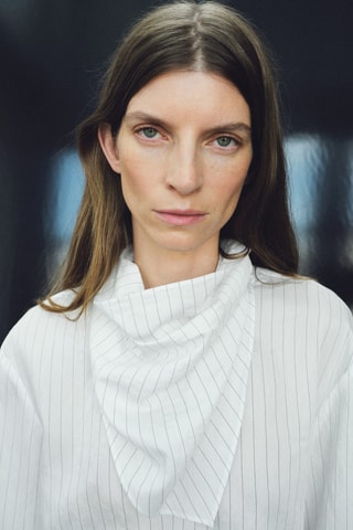 Blouse à rayures style foulard - Blanc