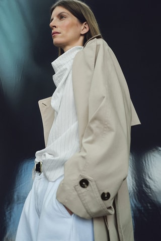 Blouse à rayures style foulard - Blanc