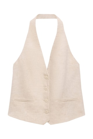 Gilet costume lin - Gris clair